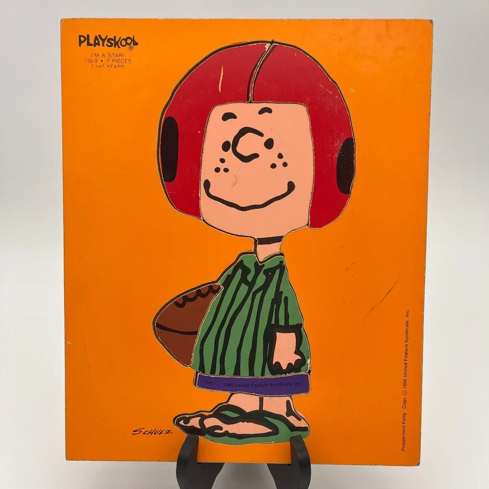 Vintage Playskool Peanuts Peppermint Patty Wood Tray Puzzle 1966 Schulz 230-9